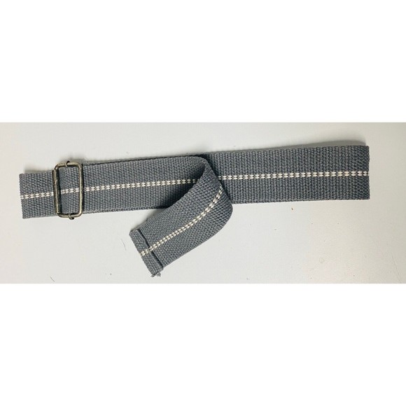 Mens Web Buckle Belt Sandy Blue Color Bronze Buckle Adjustable 43”x2” - Picture 2 of 3